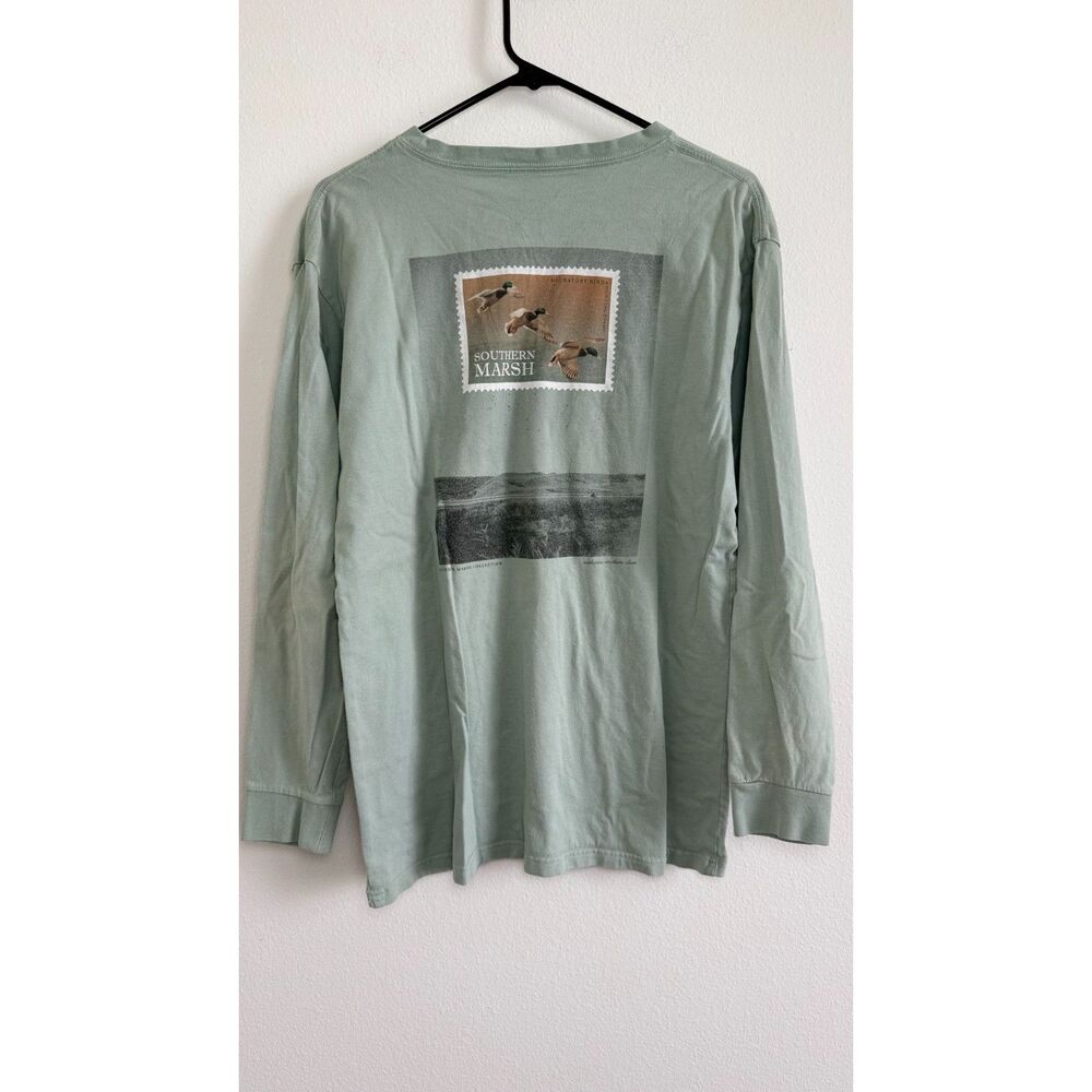 Southern Marsh Men’s Large Long Sleeve Duck Hunting Graphic Pocket T-Shirt Green